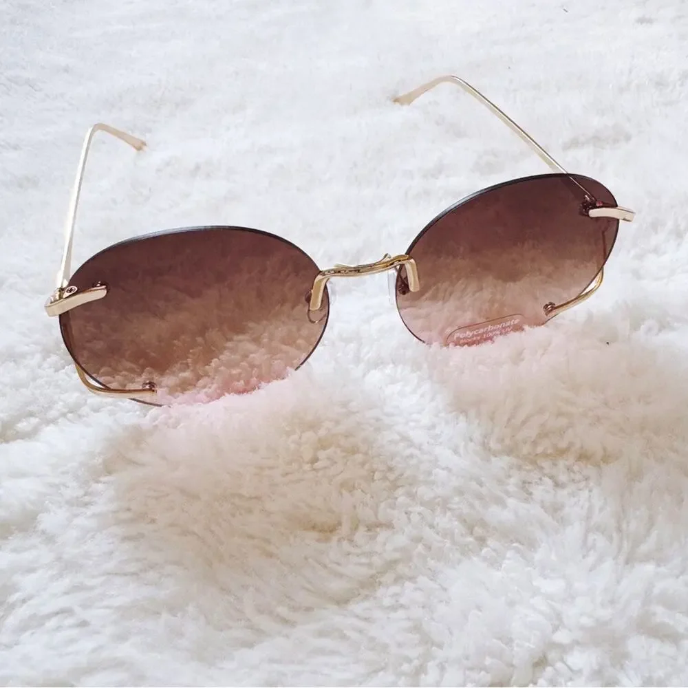 Ruth Clear Brown & Pink Round Metal Sunglasses